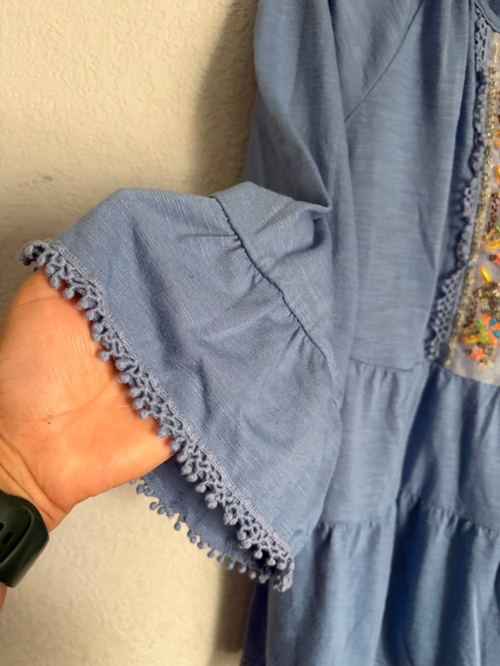 ISELA Beaded Baby Blue Top - Picture 6 of 6